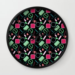 Contraception Pattern (Black) Wall Clock