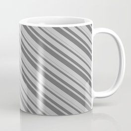 [ Thumbnail: Grey and Dim Grey Colored Pattern of Stripes Coffee Mug ]