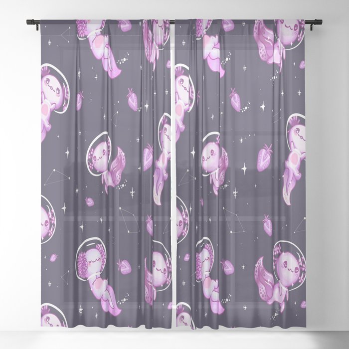 Space Axolotl Pattern - Axolotl  Sheer Curtain