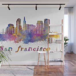 San francisco skyline in watercolor Wall Mural