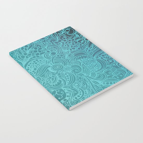 Detailed zentangle square, blue colorway Notebook