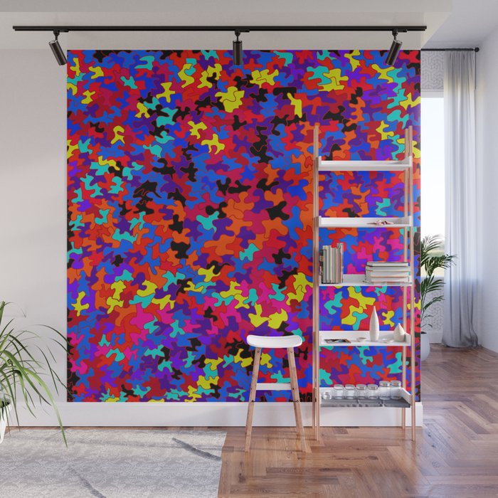 puzzle in colors and black Wall Mural