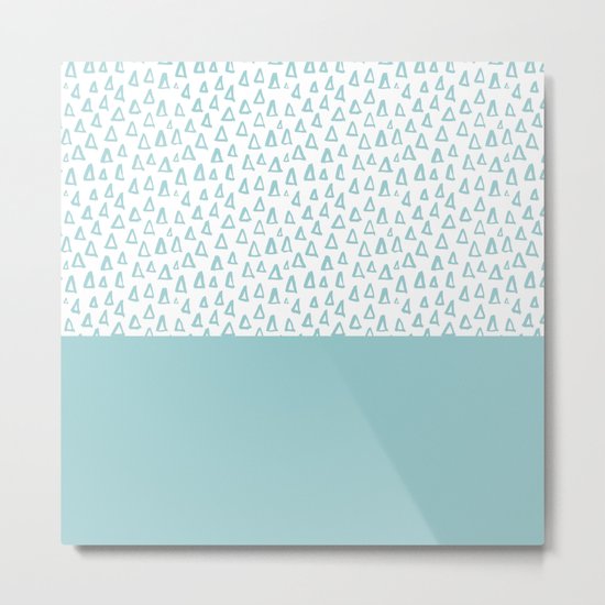 Triangles Mint Metal Print