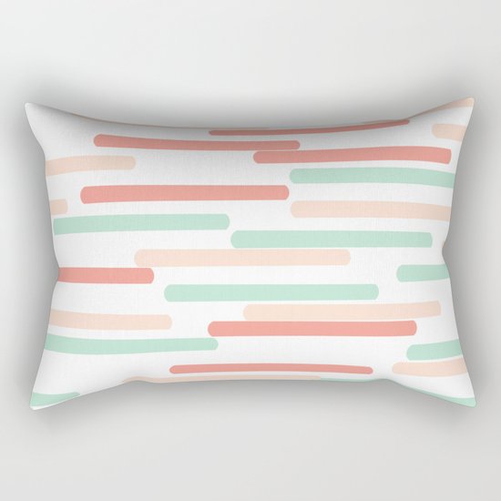 Mint Coral stripes minimal abstract basic home office dorm college trendy decor gifts Rectangular Pillow
