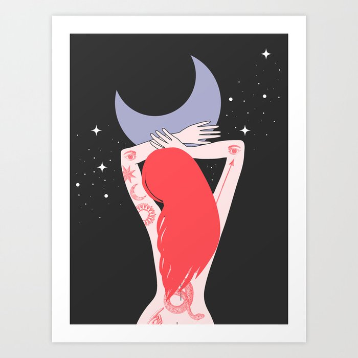 Lilith and the Moon Art Print
