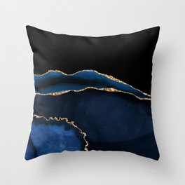 Navy & Gold Agate Texture 05 Throw Pillow