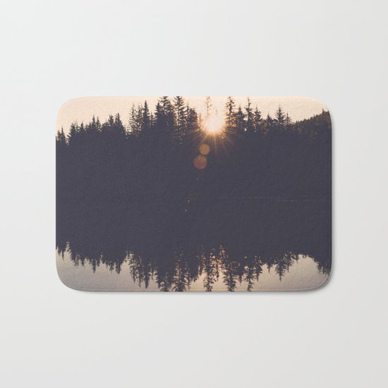 Wooded Lake Reflection Bath Mat