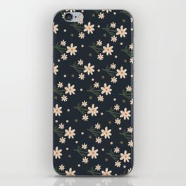Classy Floral On Blue Background Print Pattern iPhone Skin