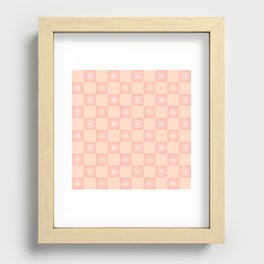 Minimal checkerboard line drawing sunflower pattern 2 Recessed Framed Print
