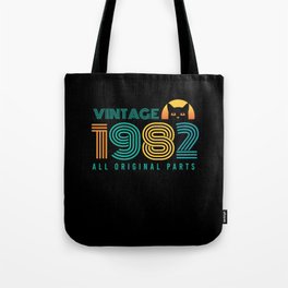 Vintage 1982 Birthday Cats Lover Tote Bag | Retro Style, Birthday, Cat, Retro, Born In, Vintage, Birthday Greeting, Production Year, Year Of Birth, Year 