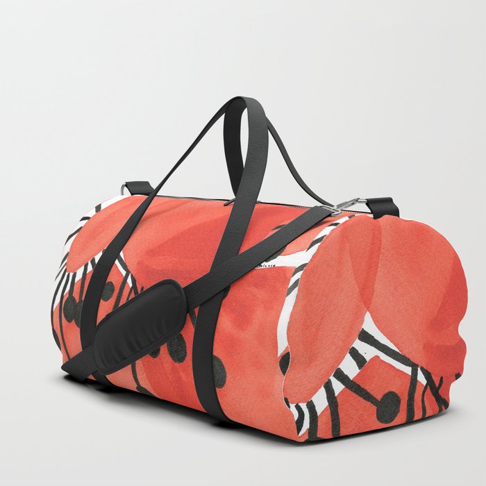 Amapola -Red watercolor large poppy painting Duffle Bag
