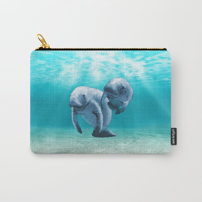 Two Manatees Swimming Carry-All Pouch