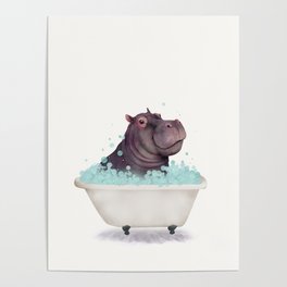 Hippo in the Bathtub  Poster