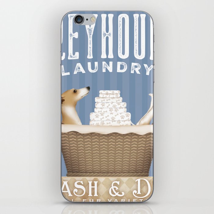 greyhound dog laundry basket wash dry fold laundry room art decor iPhone Skin