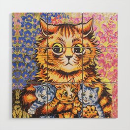 Louis Wain - A Cat with her Kittens  Wood Wall Art
