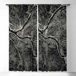 Pittsburgh, USA - Black and White City Map Blackout Curtain