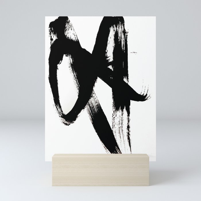 Brushstroke 2 - simple black and white Mini Art Print
