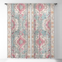 N132 - Heritage Oriental Traditional Vintage Moroccan Style Design Sheer Curtain