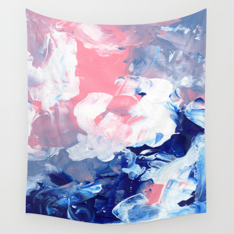 Ejaaz Haniff Abstract Acrylic Palette Knife Painting Blue Pink