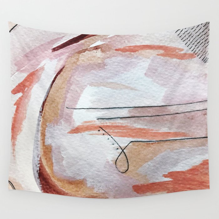 Away: an abstract mixed media piece in pinks and reds Wall Tapestry