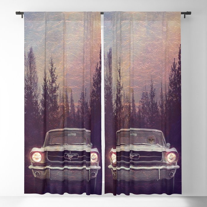 Vintage Mustang Pines Blackout Curtain by Prettysleepy Art