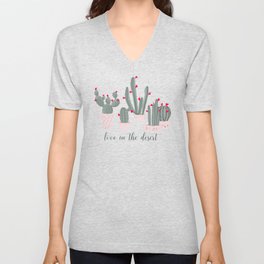 Love in the Desert Cacti Pattern V Neck T Shirt