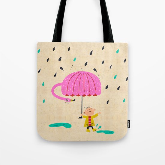 one of the many uses of a flamingo - umbrella Tote Bag