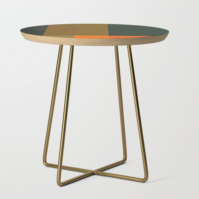 Geometric Modern Rectangle Square Design in Green and Orange Side Table