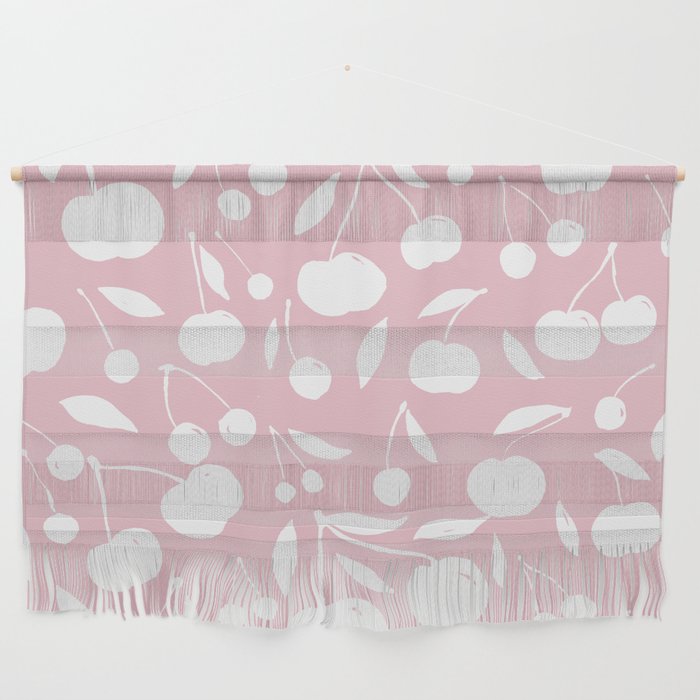 Cherries pattern - pastel pink Wall Hanging