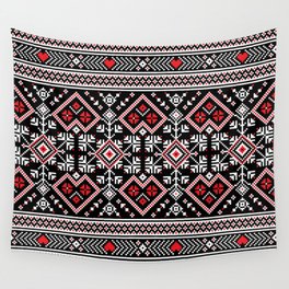 Ukrainian Hearts and Flowers Motifs Design  Wall Tapestry