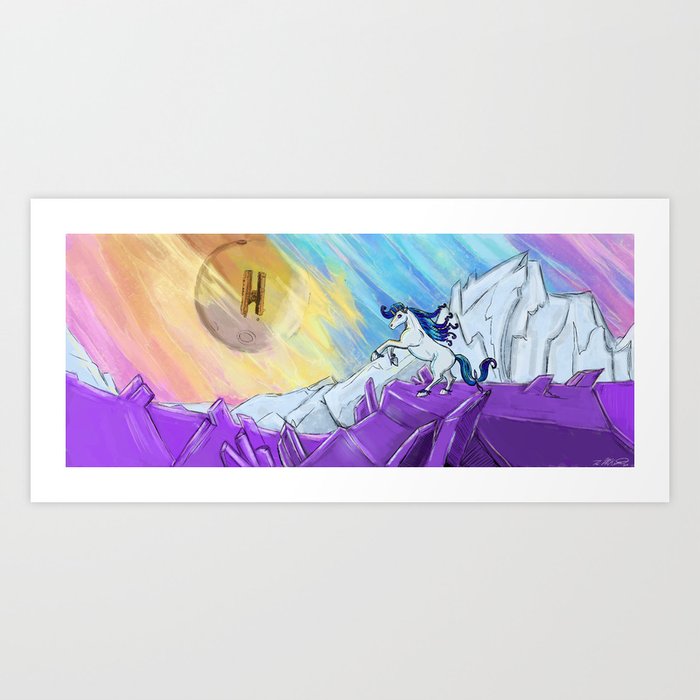 A Wild Pandoracorn in a field of Eridium  Art Print