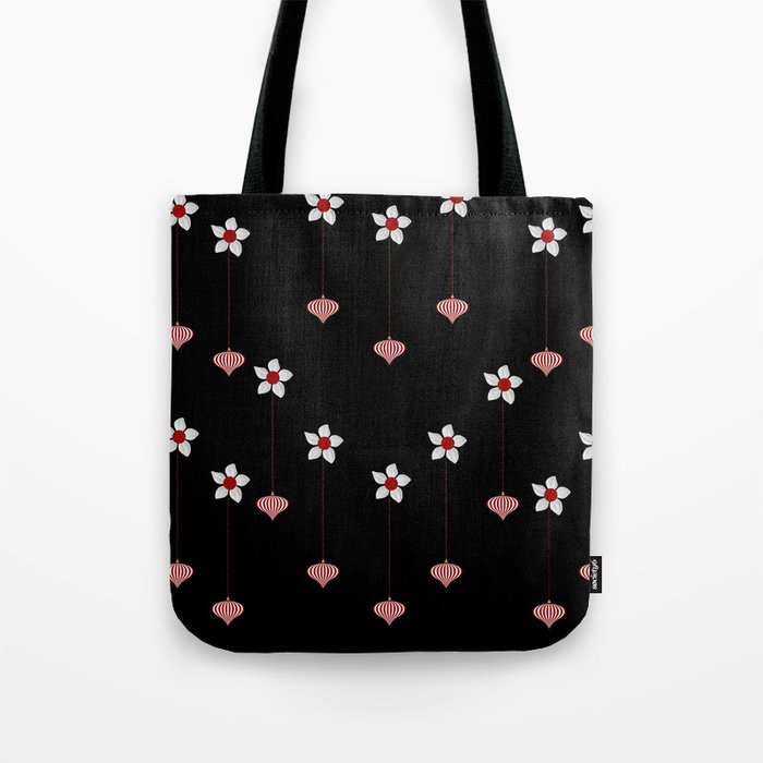 Lantern and flowers pattern Tote Bag