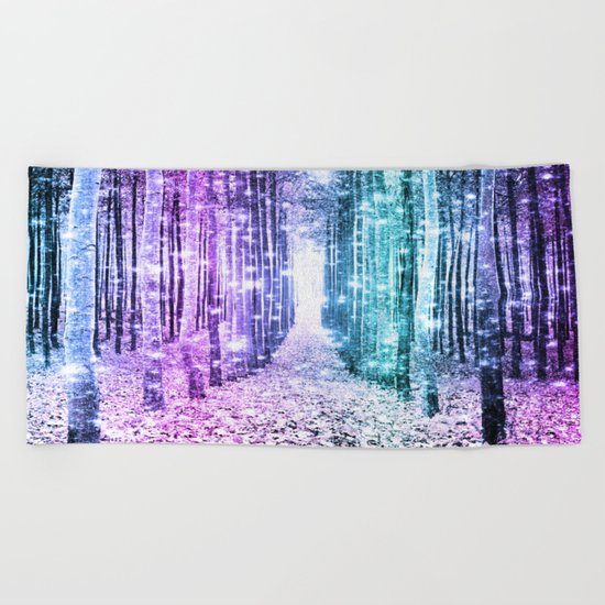 Magical Forest Lavender Aqua Teal Ombre Beach Towel