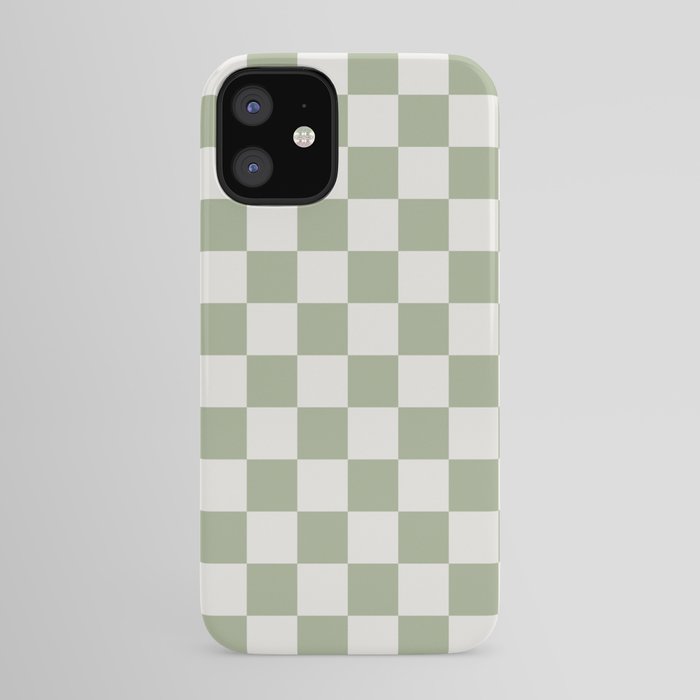 Checkerboard Mini Check Pattern in Sage Green and Off White Bath