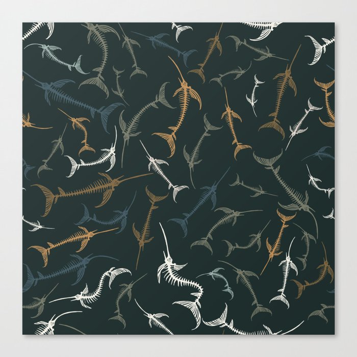 Fish Bone Collection - Dark Slate Canvas Print
