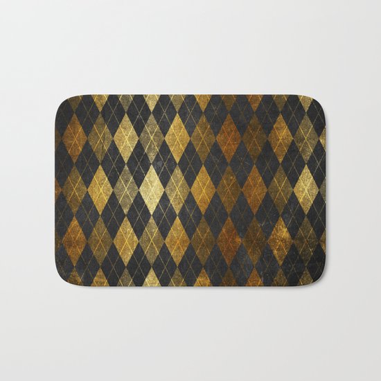 Black and gold geometric abstract pattern II- Luxury design for your home Bath Mat