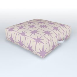 Midcentury Modern Atomic Starburst Pattern Lilac Cream Outdoor Floor Cushion