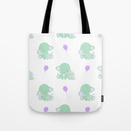 Elephants - Green and Purple Tote Bag