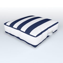 Nautical Navy Blue and White Stripes Outdoor Floor Cushion