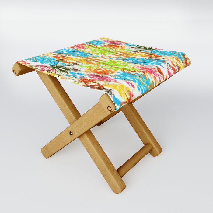 Flying Insects and Flowers Folding Stool