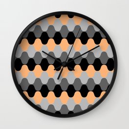 Orange Gray and Black Retro Wavy Stripe Pattern Pairs DE 2022 Popular Color Market Melon DE5199 Wall Clock