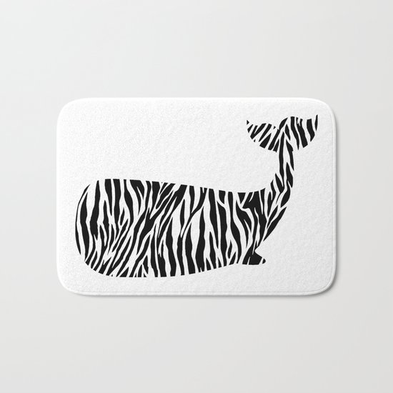 Whale with zebra print Bath Mat
