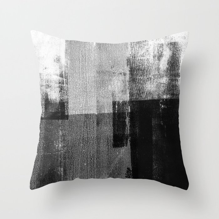 Black and White Minimalist Industrial Abstract Throw Pillow