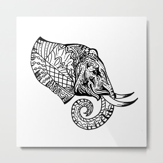 Elephant Mandala Metal Print