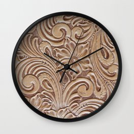 Western Tooled Leather Wall Clock