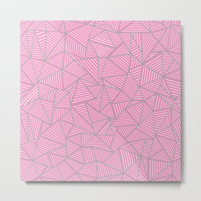 Ab Out Double Pink and Grey Metal Print