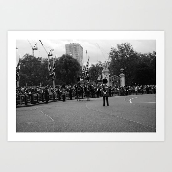 The Guards with their Horses b&w 3 Art Print