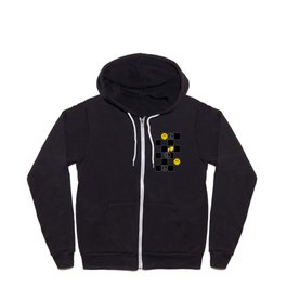 Checkered Smiley Face & Peace Sign Zip Hoodie