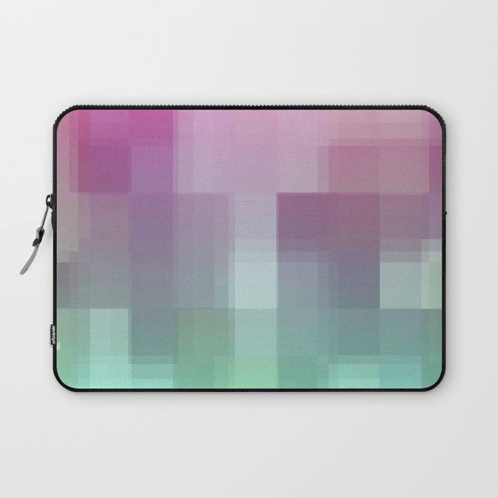geometric pixel square pattern abstract background in pink green Laptop Sleeve