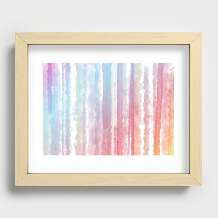 Colorful Watercolor Rainbow Pattern Recessed Framed Print